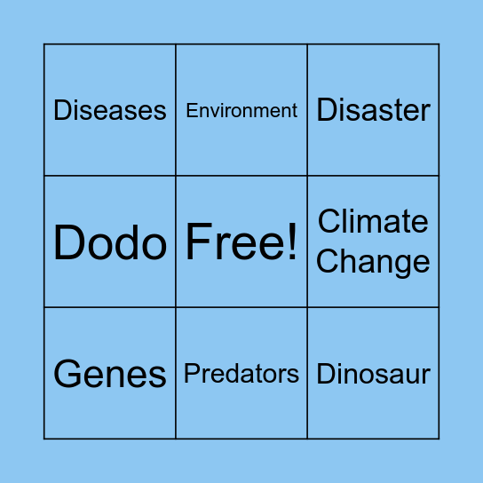 Extinction Bingo Card