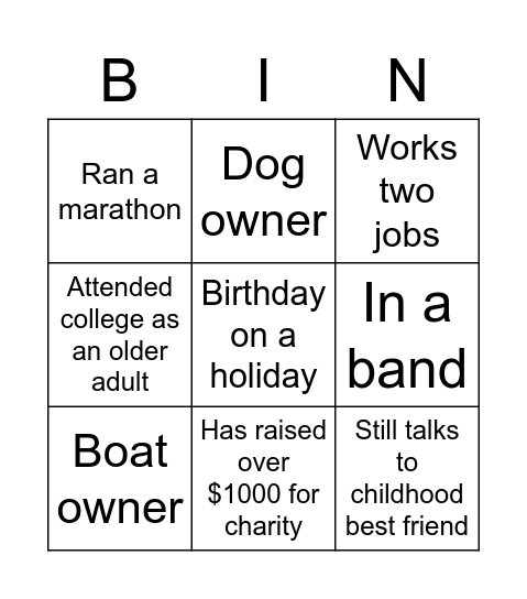 Untitled Bingo Card
