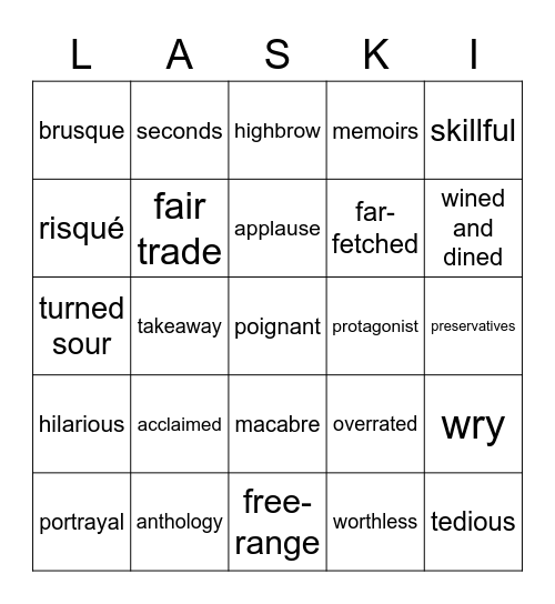 vocab 20-24 Bingo Card