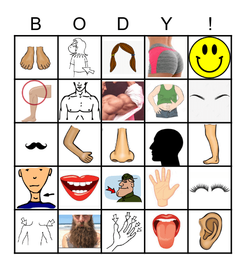 Body Parts Bingo Card