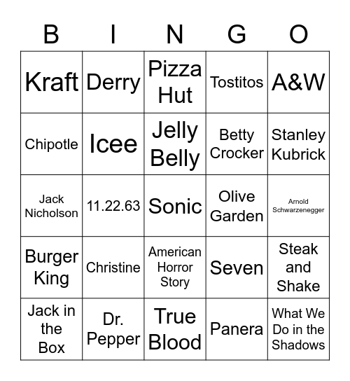Round 1 - Oct. 5 Bingo Card
