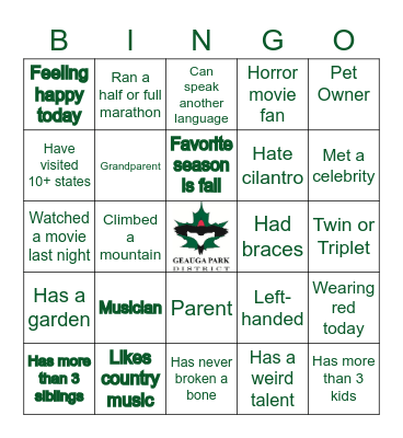 GPD BINGO Card