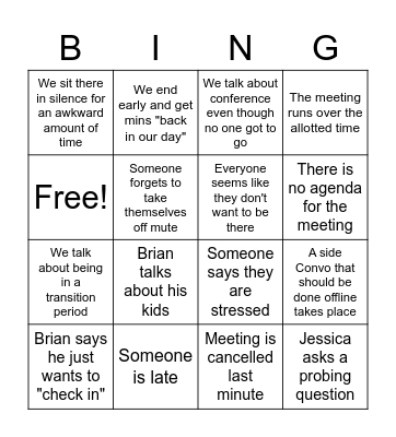 Infrastructure team meetings Bingo Card