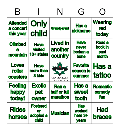 GPD BINGO Card