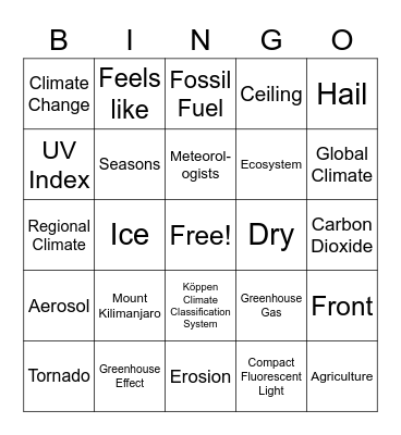 Weather and Climate Bingo Card