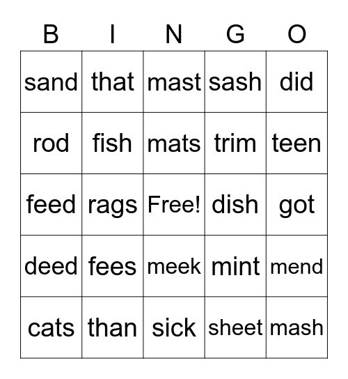 Fourth Grade Bingo Card