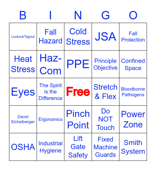 Cintas Safety Bingo Card