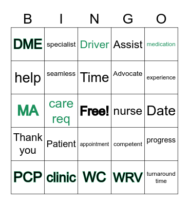 OSH Bingo Card