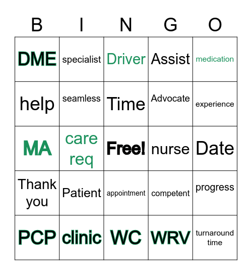 OSH Bingo Card