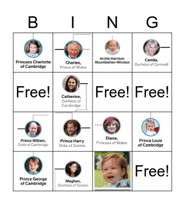Royal Family Bingo Card