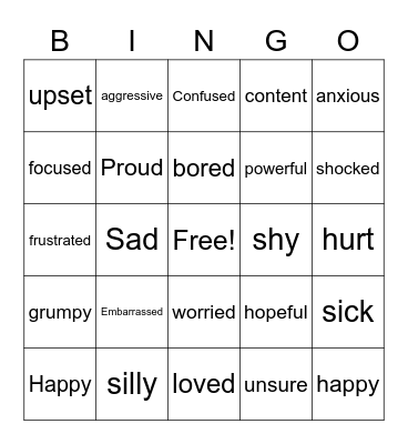 Feelings Bingo Card