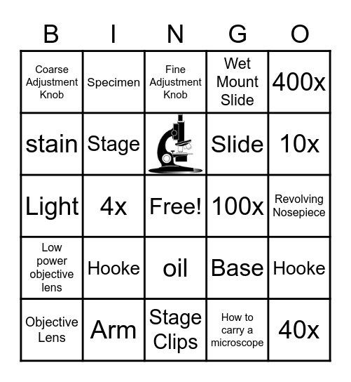 Microscope Bingo Card