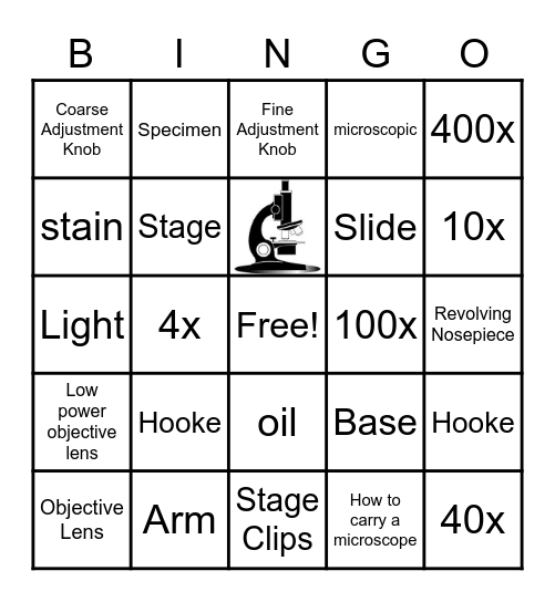 Microscope Bingo Card