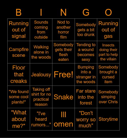 Halloween Horror Bingo Card