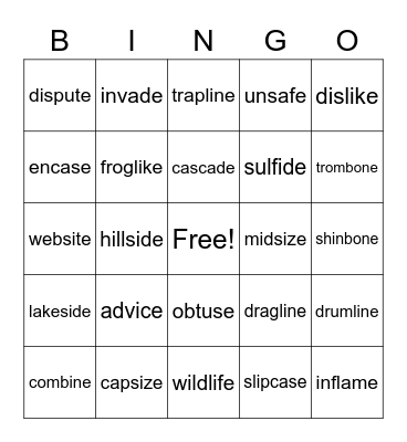 11.2 Silent-e multisyllable Bingo Card