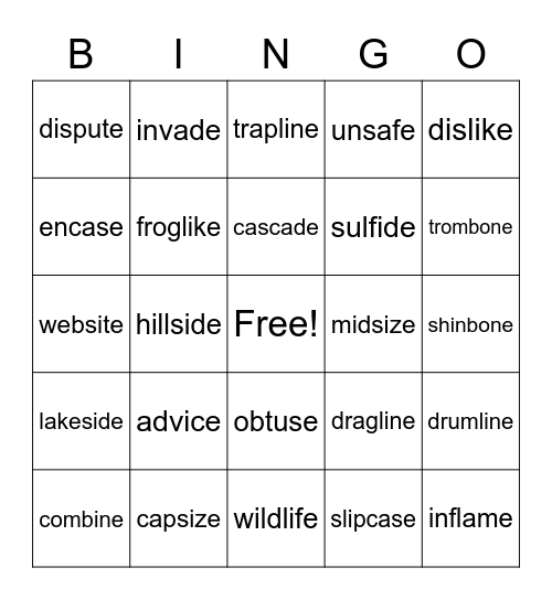 11.2 Silent-e multisyllable Bingo Card