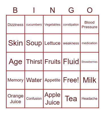 Stay Hydrated Bingo Card