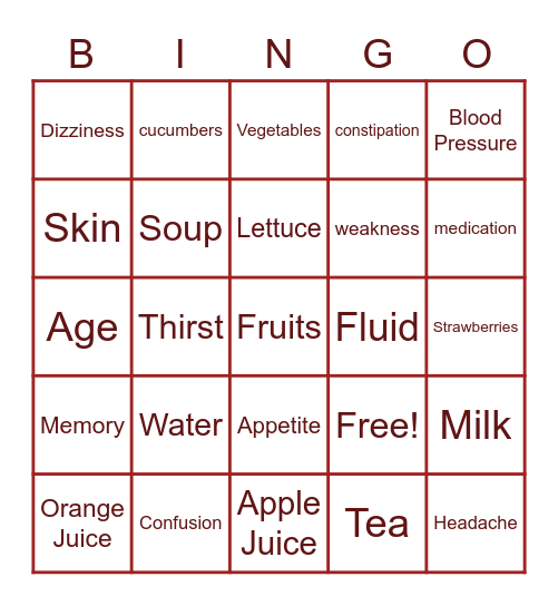 Stay Hydrated Bingo Card