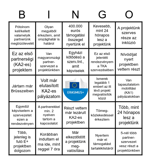 KA220 projektindító Bingo Card