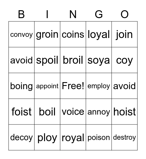 OY & OI BINGO Card