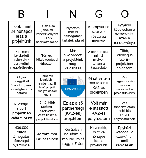 KA220 projektindító Bingo Card