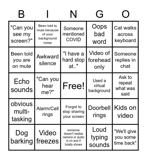 Virtual In-Meeting Bingo Card