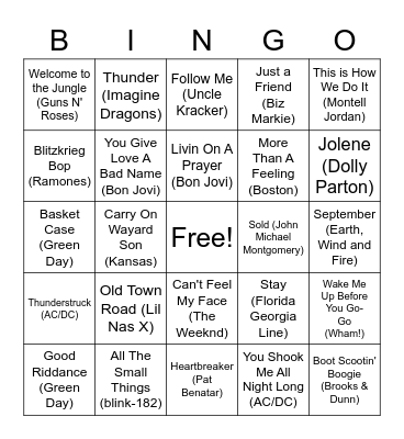 HEUC Music Bingo TEST Bingo Card