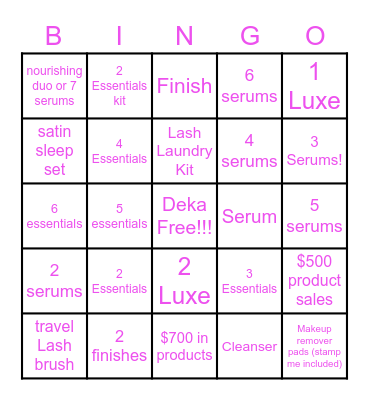 Deka Lash Bingo!!! Bingo Card