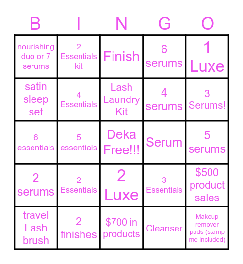 Deka Lash Bingo!!! Bingo Card