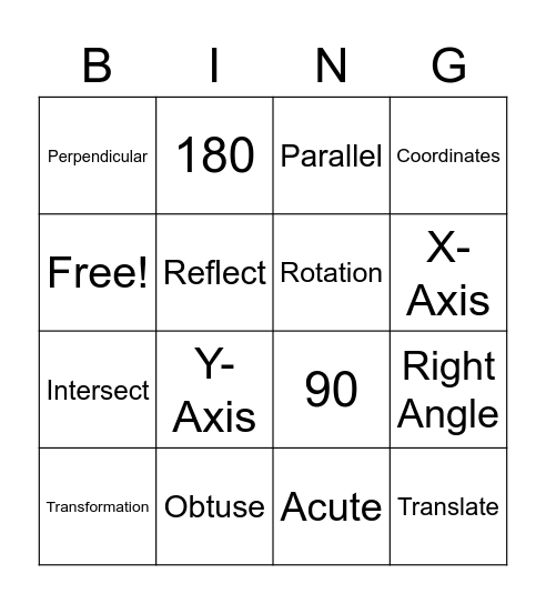 8th grade Review Bingo Card