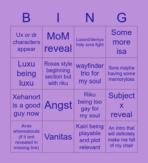 Kh 4 bingo by lux_kh Bingo Card