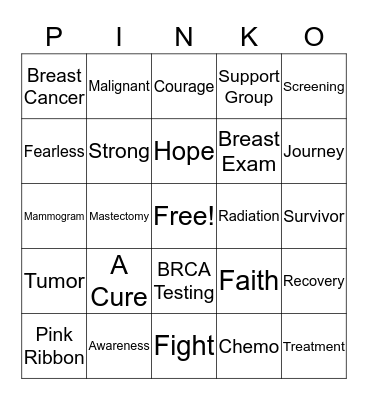 All About Pink Bingo Card