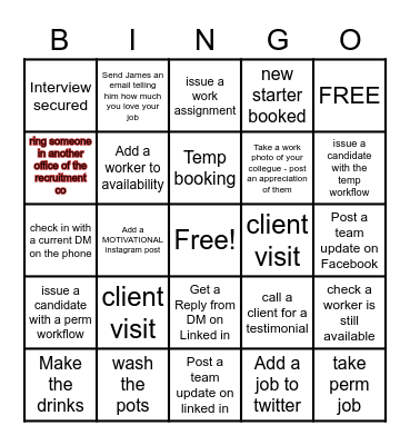 Barnsley Sales Day Bingo Card