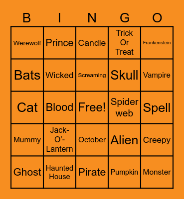 Halloween Bingo Card