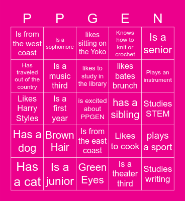PPGEN BINGO Card