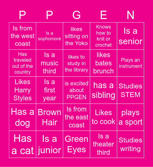 PPGEN BINGO Card