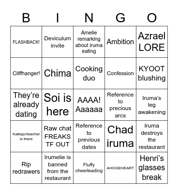 IRUMELIE DATE BINGO Card