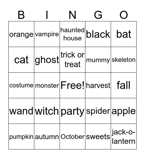 Halloween Bingo Card