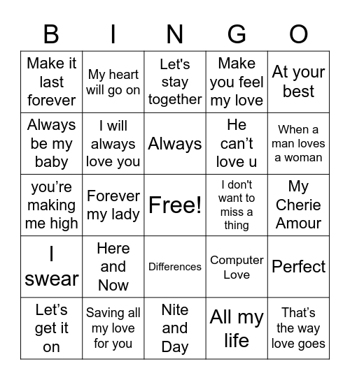 Slow  Mix Bingo Card