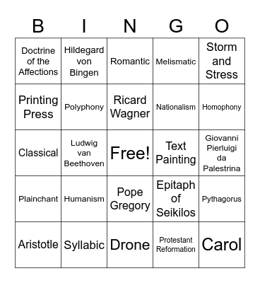 Midterm Bingo!!!!!! Bingo Card