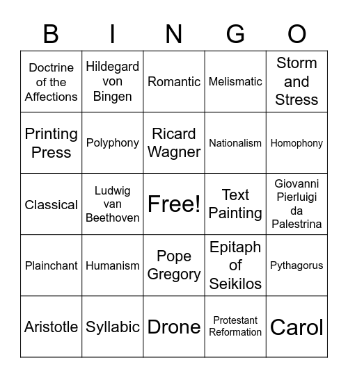 Midterm Bingo!!!!!! Bingo Card