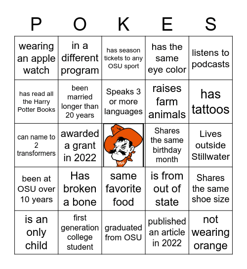Get to know each other. Find someone who... Bingo Card