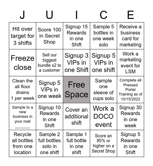 Pressed Bingo Card