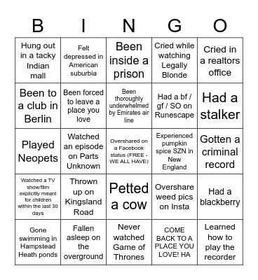 BIRTHDAY BINGO Card