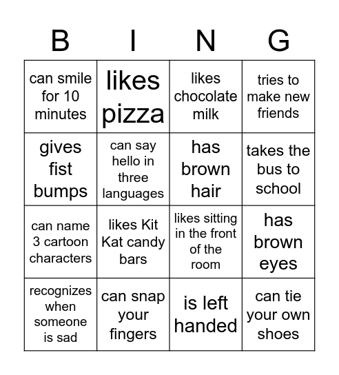 Friends Bingo Card