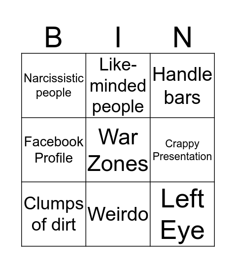 Social Media Presentation Bingo Card