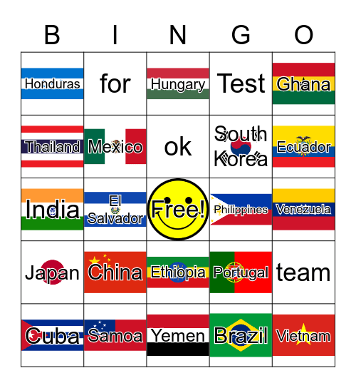 World Flags Bingo Card