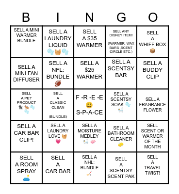 S  C  E  N  T  S  Y   HOSTESS Bingo Card