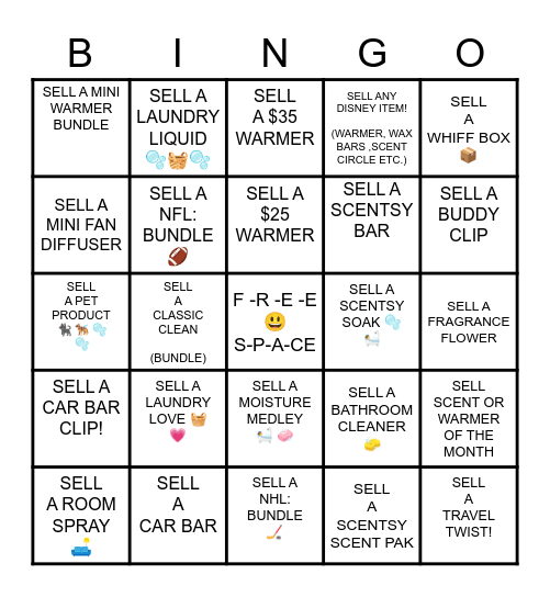 S  C  E  N  T  S  Y   HOSTESS Bingo Card