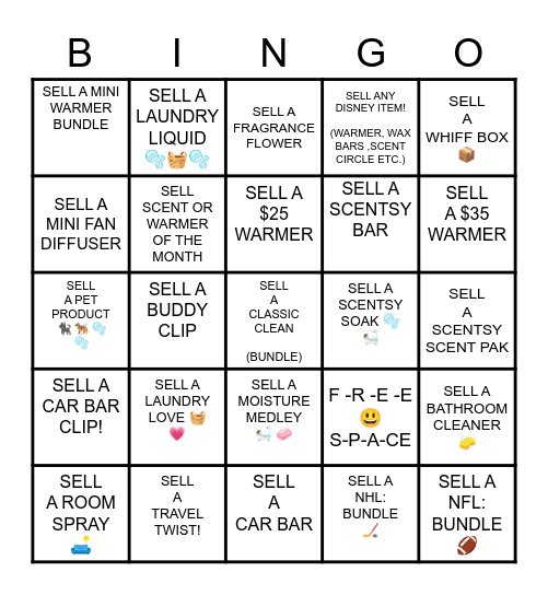 S  C  E  N  T  S  Y   HOSTESS Bingo Card